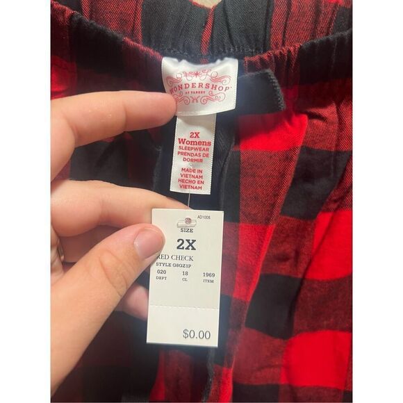 Wondershop At Target Red And Black Plaid Pajama Set Woman’s 2X NEW - Picture 12 of 13